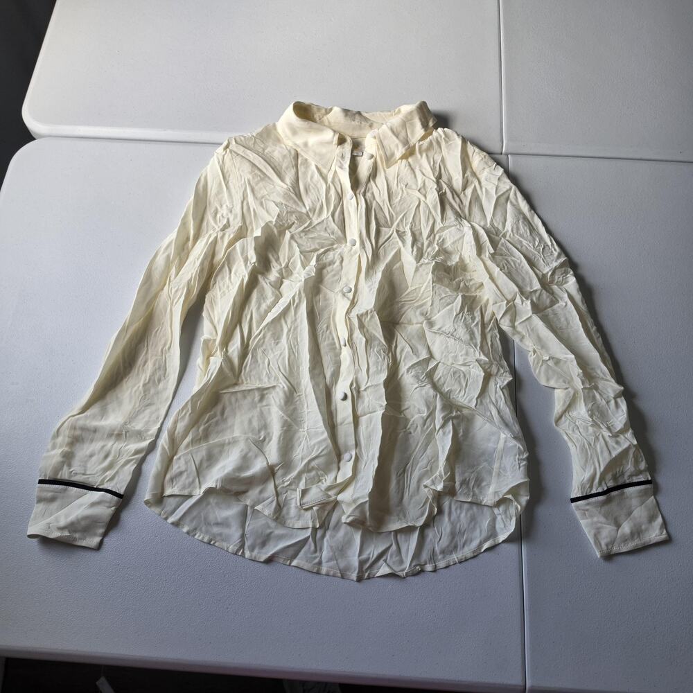 Boden Button Up Shirt Womens 10 White Viscose Collared Long Sleeve Office Top